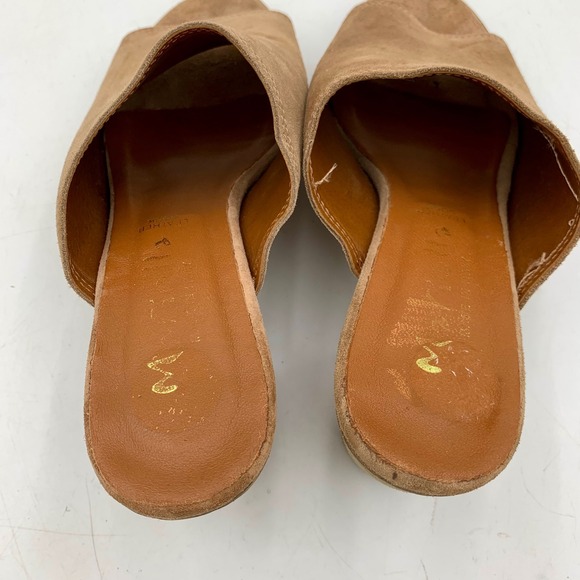 Mariella Suede‎ Peep Toe Sandals Block Heel Mules Slip On Made in Italy Women 8M - Picture 5 of 12